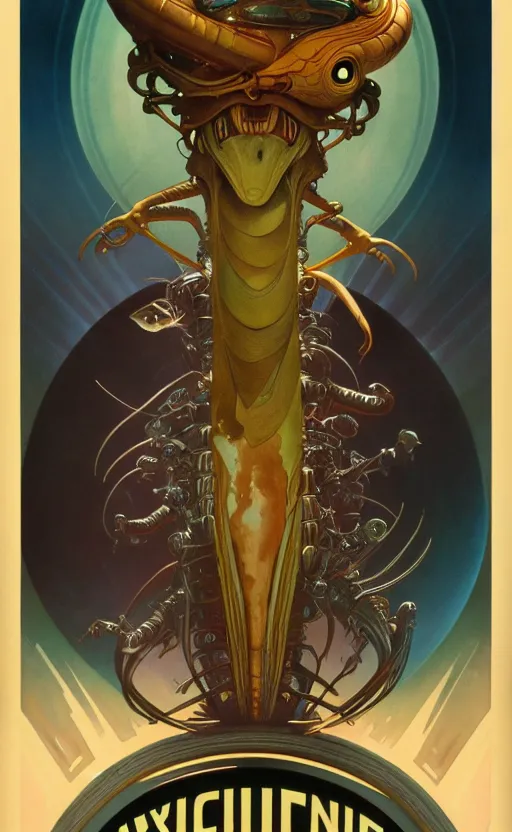 Image similar to exquisite imaginative alien creature poster art, movie art, by lucusfilm, weta studio, alphonso mucha, james jean, frank frazetta, 8 k, denoised, sharp, crisp, high quality