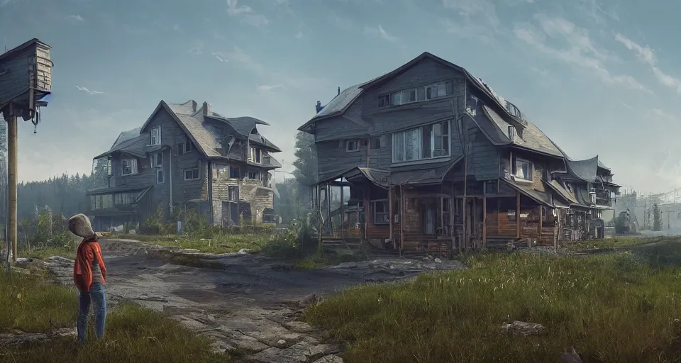 Image similar to home is obsolete, realistic rendering, unreal engine, 4k, hdr, high dynamic range, f12, simon stalenhag