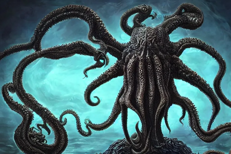 Prompt: an ai refer of cthulhu being rendered by and ai infinity deep