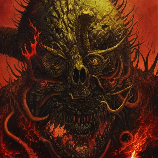 Prompt: where's wally hellfire, demons, highly detailed, les edwards