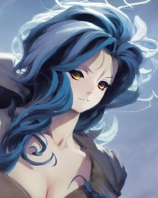 Image similar to greg manchess character concept art of an anime thunderstormy cloud goddess | | anime anime anime, cute - fine - face, pretty face, realistic shaded perfect face, close up, fine details by stanley artgerm lau, wlop, rossdraws, james jean, andrei riabovitchev, marc simonetti, and sakimichan, trending on artstation