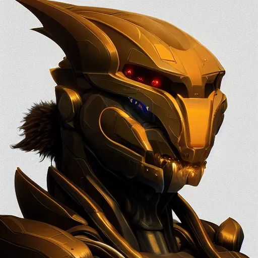 Image similar to Cyborg dragon portrait, artstation, Golden halo