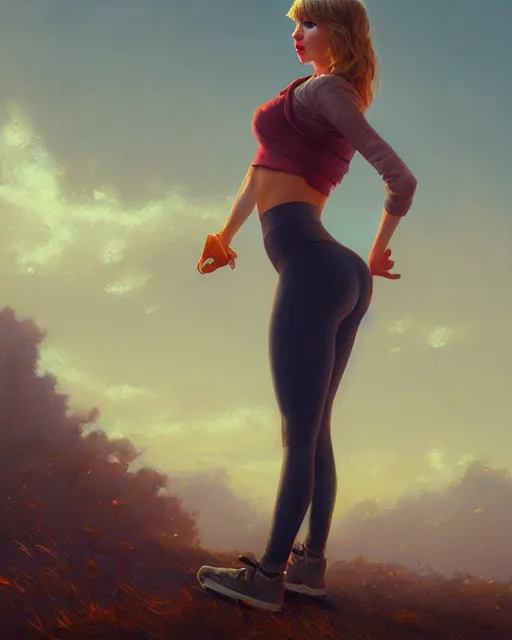 Prompt: highly detailed vfx portrait of, taylor swift in leggings by stephen bliss, chalk, unrealengine, greg rutkowski, loish, rhads, beeple, chalk, makoto shinkai and lois van baarle, ilya kuvshinov, rossdraws, tom bagshaw, basil gogos