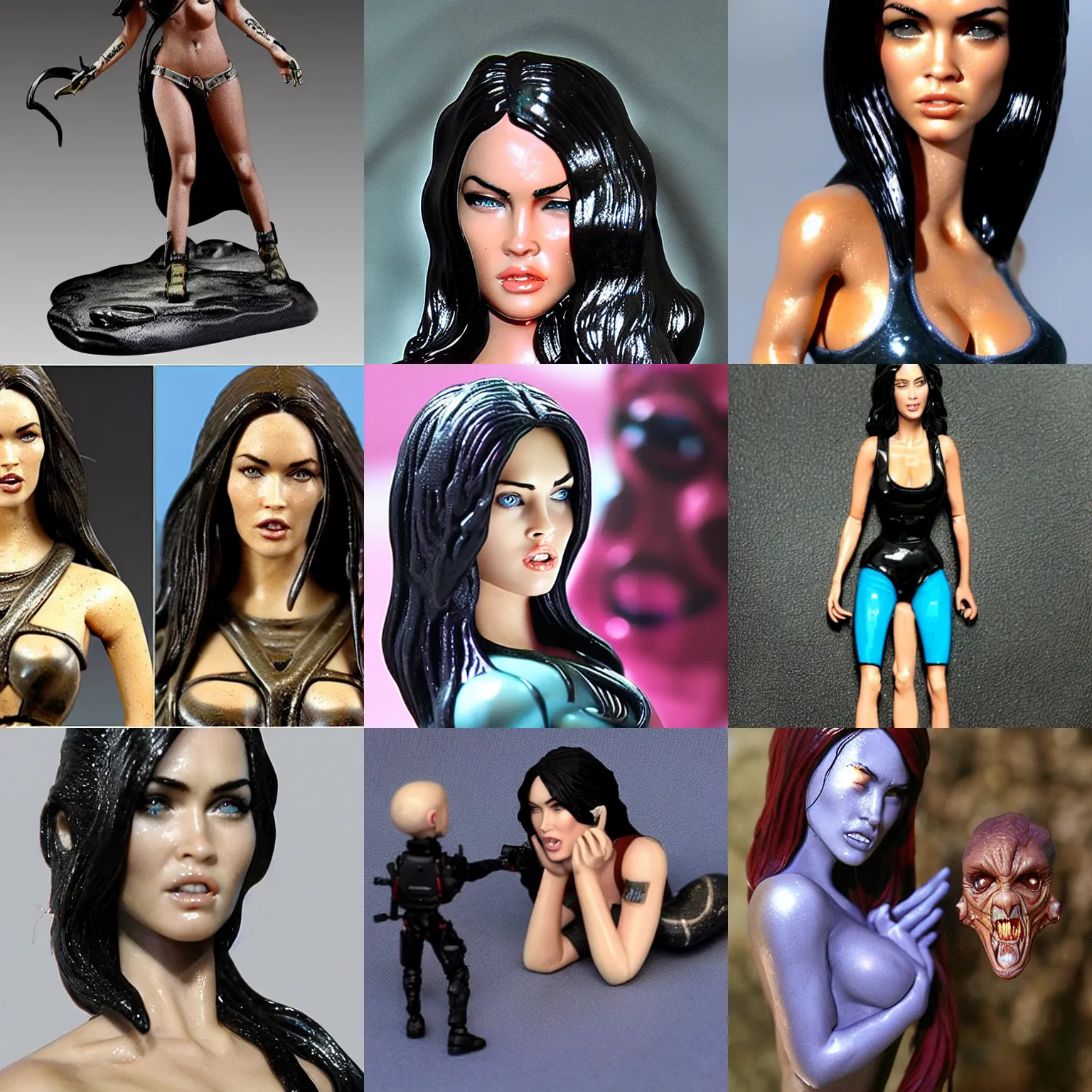 Prompt: 80mm resin miniature of Megan Fox talking with a Alien; image on store website, eBay.