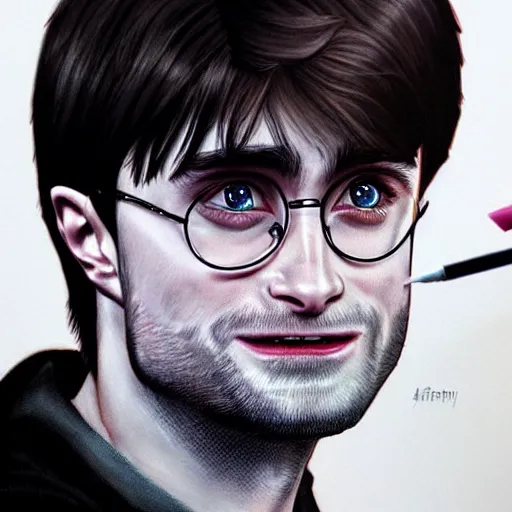 Image similar to a detailed portrait of daniel radcliffe has harry potter by artgerm