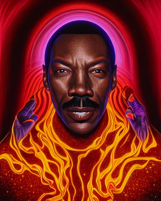 Prompt: portrait ultra dimensional eddie murphy entity, accidentally tripping on dmt and acid, psychedelic experience, overwhelming psychosis of self realization and burning awakening, ultra high definition, unreal engine 5, hyperrealism, masterpiece composition, by casey weldon, barclay shaw 8 k photorealistic