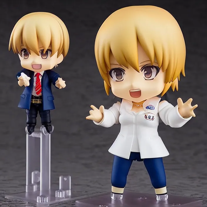 Image similar to an anime nendoroid!! figurine of (Donald Trump), fantasy, figurine , product photo