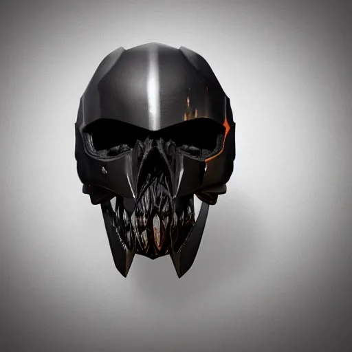 Image similar to grimdark space knight skull helmet, terrifying, grimdark, photorealistic, front view, symmetrical, artstation