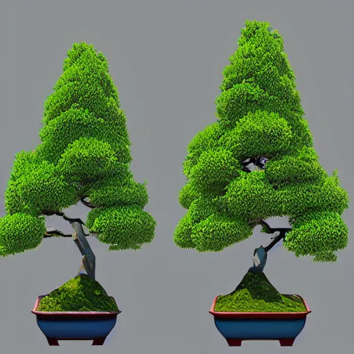 Image similar to a 3d render of a low poly bonsai tree