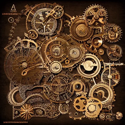 Image similar to 3d alpha of intricate steampunk designs, detailed textures, 3d textures