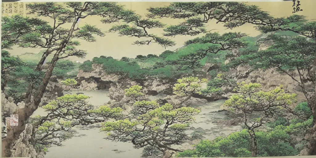 Image similar to 日 の 出 の 美 しい 草 原 風 景 安 藤 広 重 画