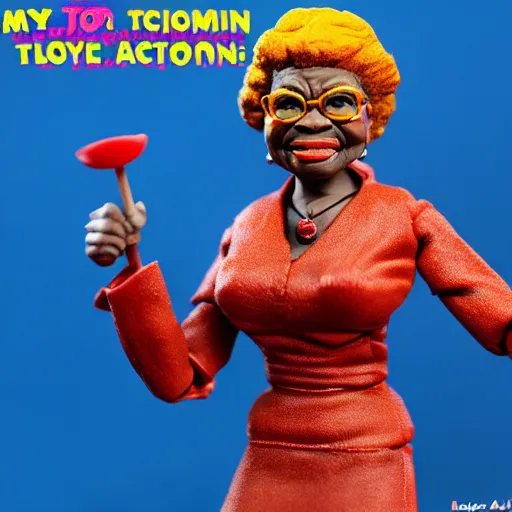 Prompt: maya angelou, stop motion vinyl action figure, plastic, toy, butcher billy style