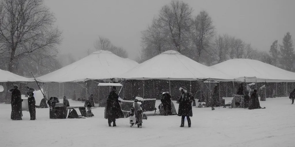 Image similar to a big circus in the snow ground