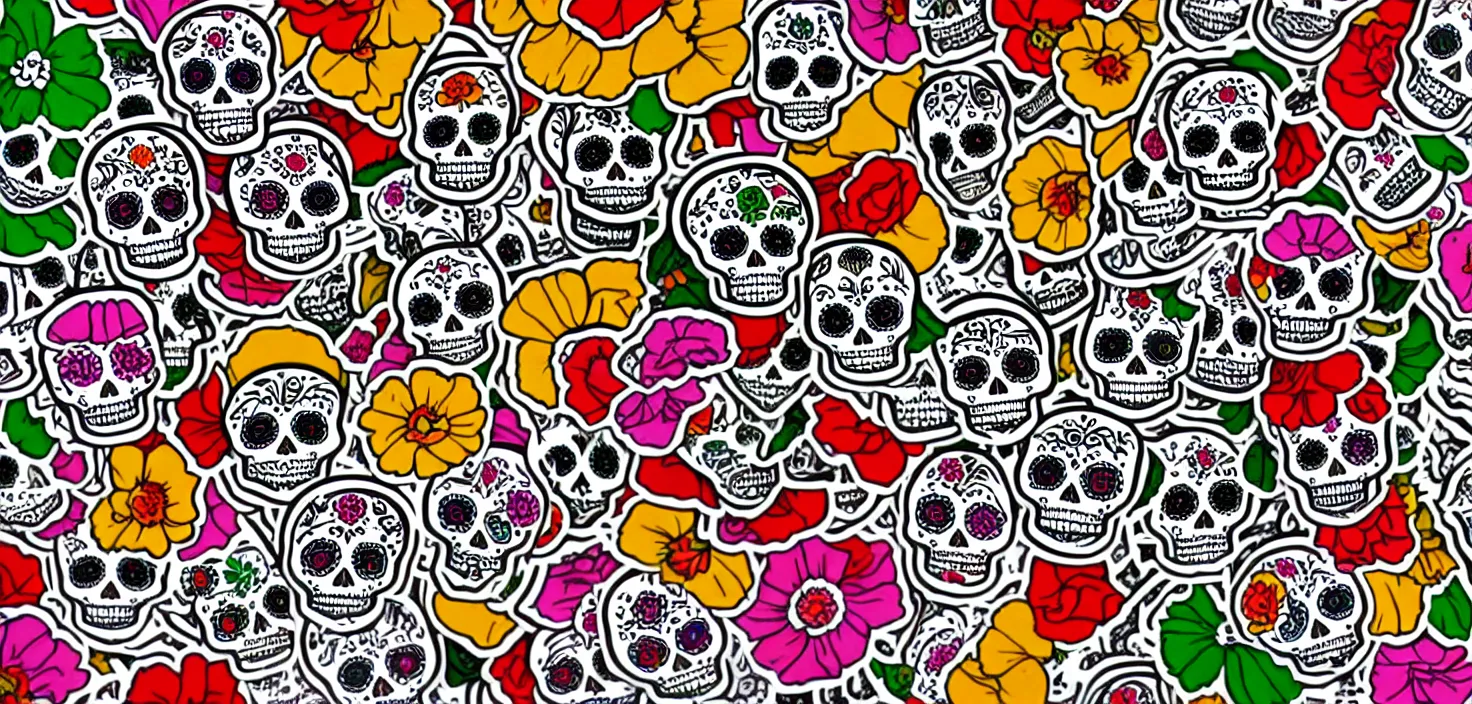 Prompt: mexican day of the dead sticker art