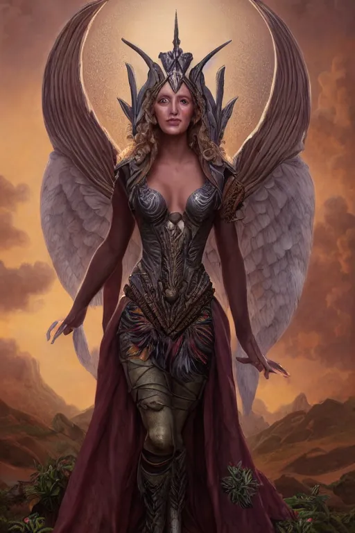 Image similar to A fantasy book style portrait painting of a hybrid, Blake Lively , Anya_Taylor-Joy, Cory Chase, as a Mystical Valkyrie, Anubis-Reptilian, Atlantean Warrior, François Boucher, Oil Painting, unreal 5, DAZ, hyperrealistic, octane render, Regal, Refined, Detailed Digital Art, RPG portrait, William-Adolphe Bouguereau, Michael Cheval, Walt Disney (1937), Steampunk, Volumetric Golden dappled dynamic lighting, Highly Detailed, Cinematic Lighting, Unreal Engine, 8k, HD