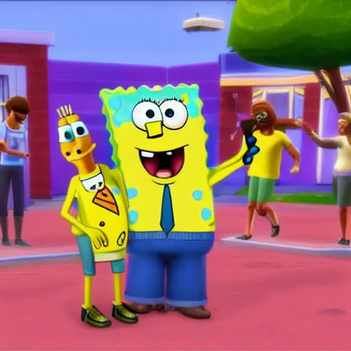 Image similar to Spongebob in the style of The Sims 4