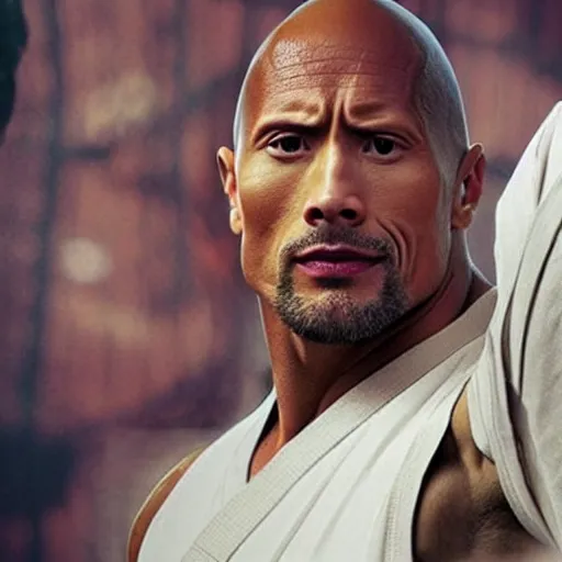 Image similar to Dwayne Johnson as Kung Fu master