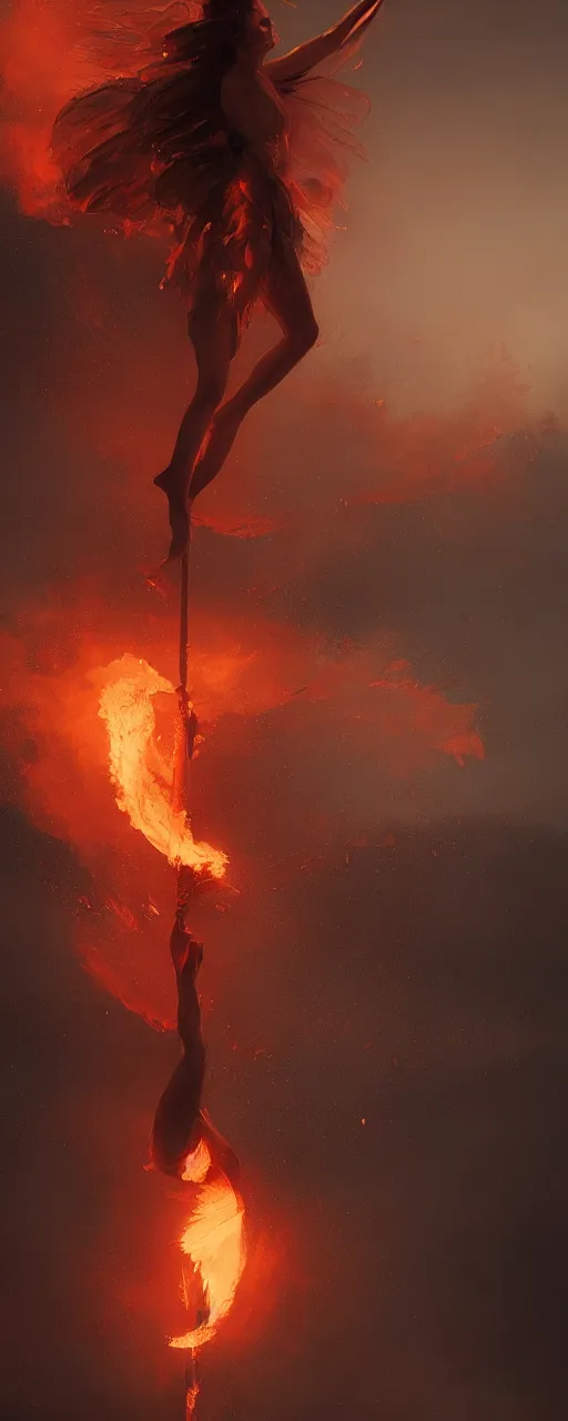 Image similar to fire dancer in the wind by artgem and greg rutkowski, light cone, reimagined by industrial light and magic