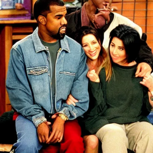 Image similar to Kanye West playing a guest role on Friends, 1998, sitcom, vhs tape