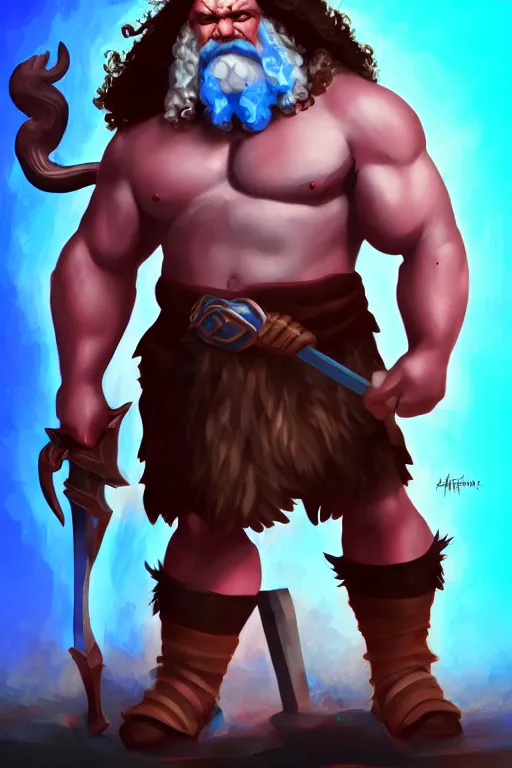 Image similar to character portrait of buff barbarian karl marx with shining blue body painting, dungeons and dragons, trending on artstation, award winning, stylized painting, concept art, 4 k, 8 k