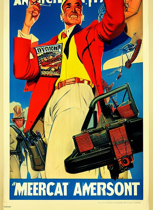 Image similar to american propaganda poster. cyberpunk fruit salesman. portrait by jean giraud and anton otto fischer and john philip falter and will eisner and gil elvgren. realistic proportions. character art. science fiction d & d. tf 2, overwatch.