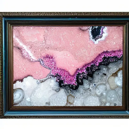 Image similar to light pink and white gold geode style epoxy resin painting no blue beautiful solid colors, edge to edge, full frame, intricate, elegant, highly detailed, smooth, sharp focus, high contrast, dramatic lighting