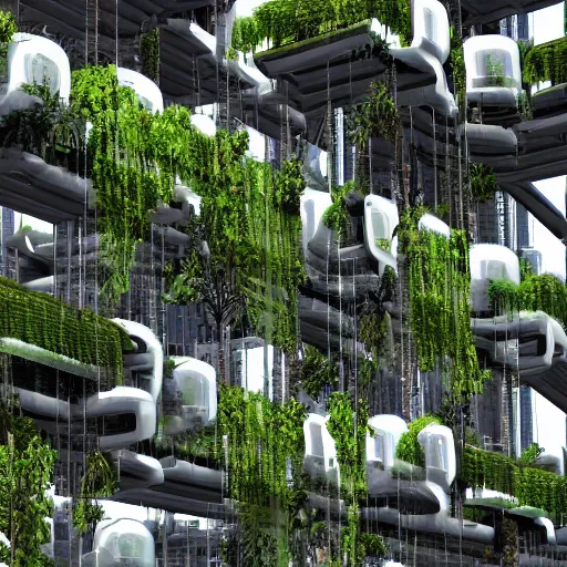 Image similar to Cyberpunk futuristic hanging gardens of Babylon