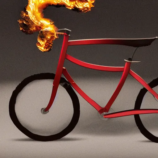 Prompt: a bicycle with a flamethrower, artistic photorealistic