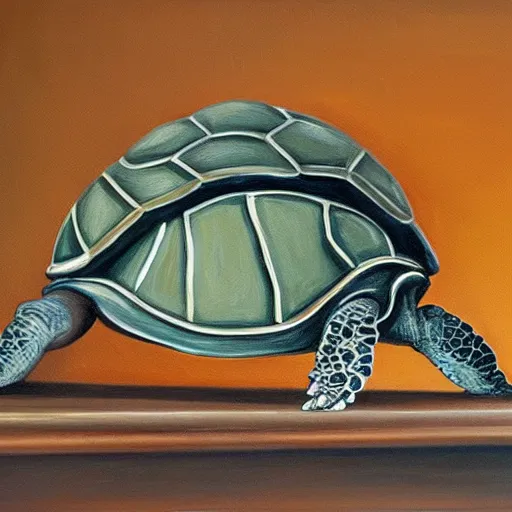 Prompt: oil canvas portrait of mitch mcconnell as a turtle, painted by martha greta kempton