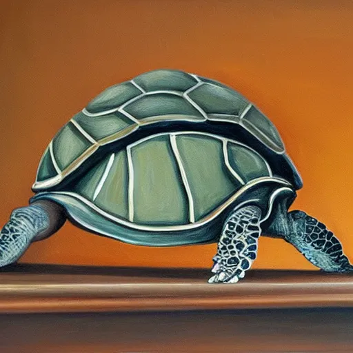 Image similar to oil canvas portrait of mitch mcconnell as a turtle, painted by martha greta kempton