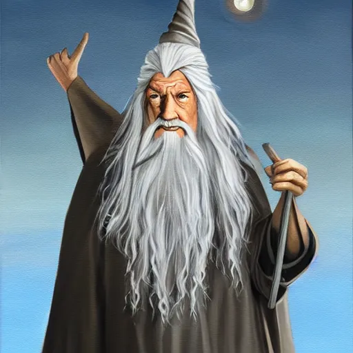 Prompt: gandalf as a robot, painting