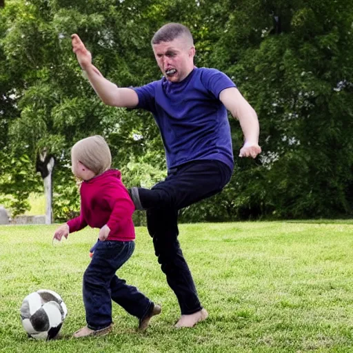 Image similar to man kicking a child