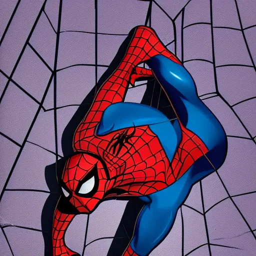 Image similar to spectacular spider man on vertical wall, chromatic aberration, medium level shot, illustration, concept art,