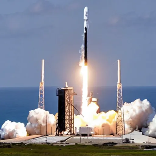 Image similar to photo of the spacex falcon 9 spacecraft launch from cape canaveral, detailed, realistic, focus