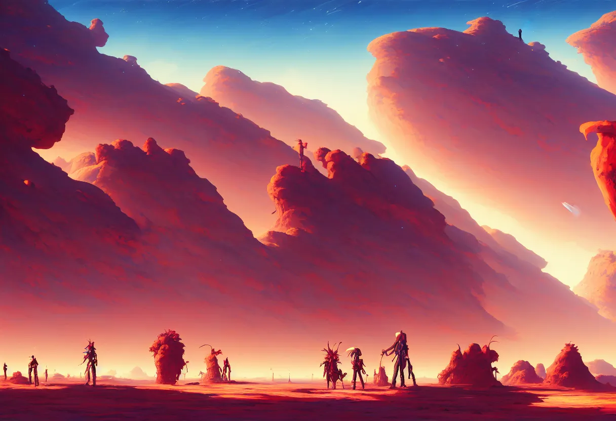 Prompt: arid planet, ntricate oil painting, high detail illustration, sharp high detail, manga and anime 1 9 9 9, official fanart behance hd artstation by jesper ejsing and makoto shinkai, 4 k