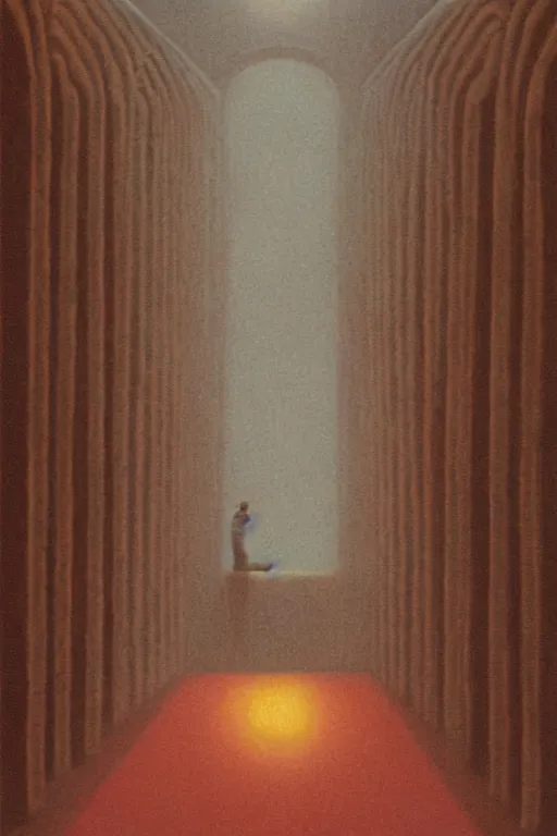 Prompt: Artwork by Quint Buchholz of the cinematic view of the Hall of Iron Agony, Infernal, Writings.