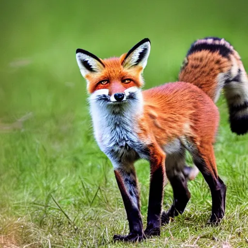 Image similar to a photograph of a fox and ocelot hybrid animal