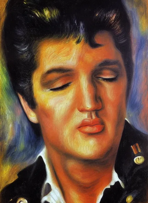 Image similar to oil painting of elvis presley by renoir