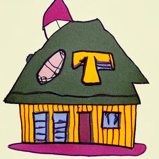 Image similar to poorly rendered clown house