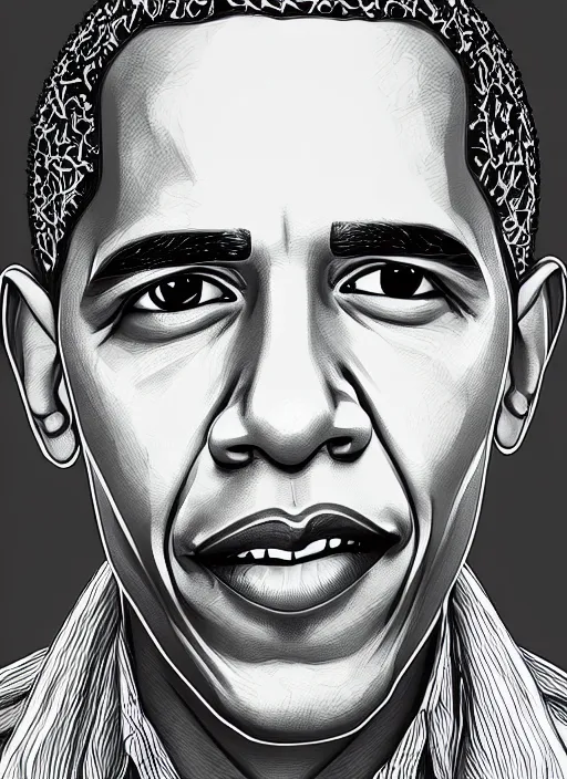 Prompt: closeup portrait of barack obama, an ultrafine detailed illustration by james jean, intricate linework, bright colors, final fantasy, behance contest winner, vanitas, angular, altermodern, unreal engine 5 highly rendered, global illumination, radiant light, detailed and intricate environment