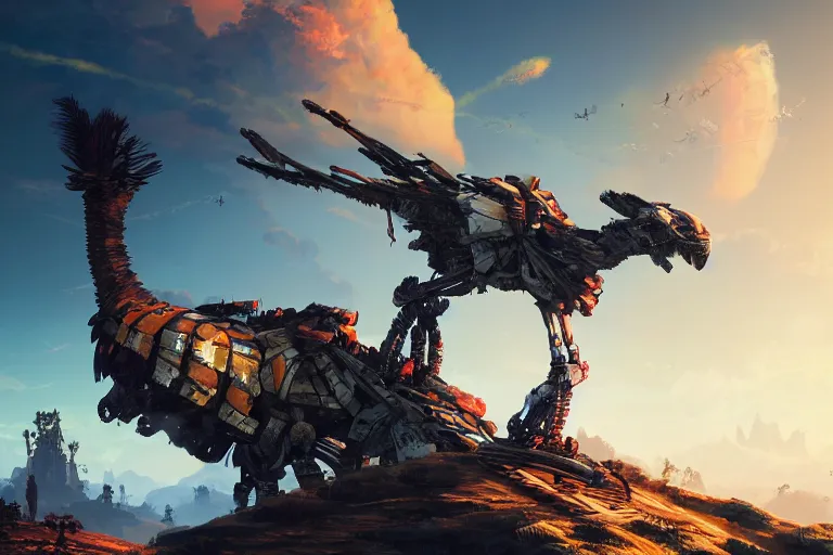 Image similar to stormbird machine mecanical creature robot of horizon forbidden west horizon zero dawn bioluminiscence global illumination ray tracing hdr fanart arstation by ian pesty and alena aenami artworks in 4 k