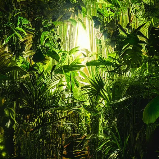 Prompt: jungle made out of light