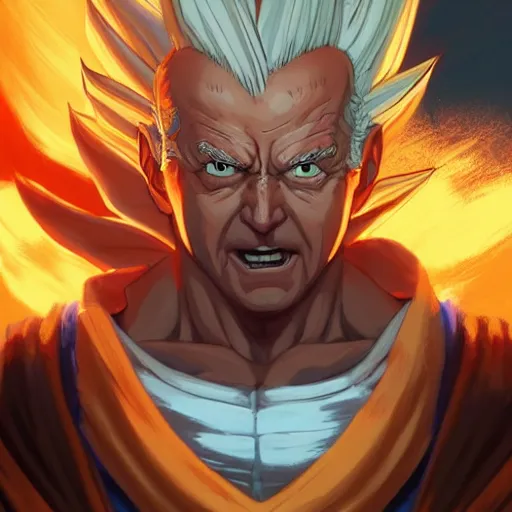 Prompt: biden super saiyan, cinematic lighting, highly detailed, concept art, art by wlop and artgerm and greg rutkowski, masterpiece, trending on artstation, 8 k