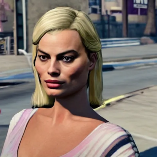 Prompt: Margot Robbie in GTA V.