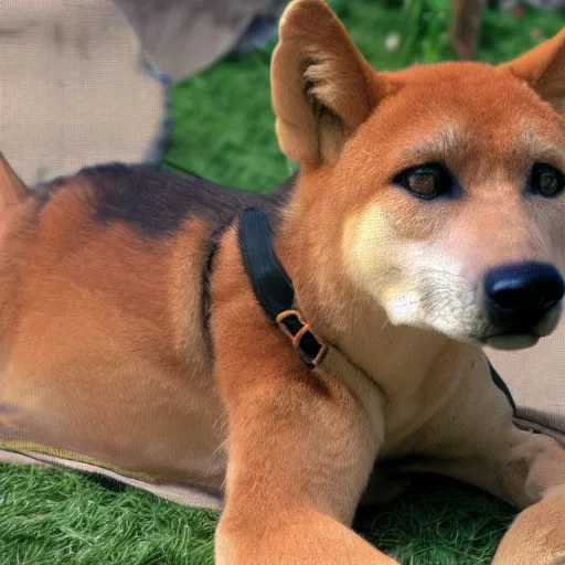 Prompt: realistic photo of dingo took my baby