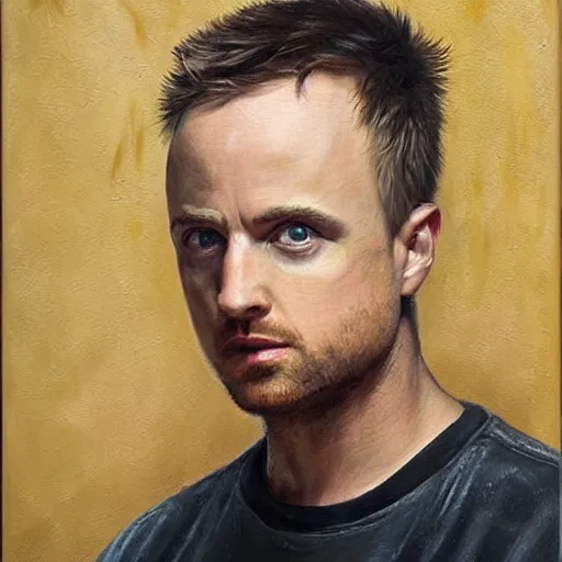 Prompt: jesse pinkman face portraiture in a french museum, oil painting, highly detailed