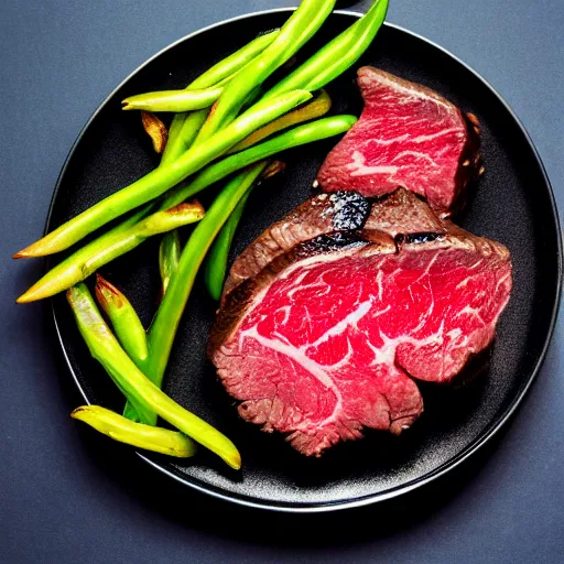 Image similar to a plate of wagyu steak, food photography