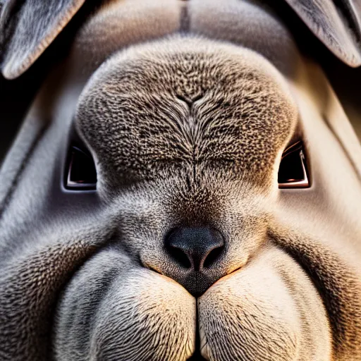 Prompt: photograph portrait of Big Chungus, intricate detail, sigma 85mm f/1.4, 4k, depth of field, high resolution, 4k, 8k, hd, full color