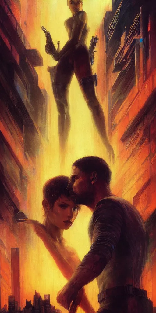 Prompt: epic masterpiece Blade Runner 2049 neon, by Edgar Maxence and Ross Tran and Michael Whelan, boris vallejo, frank frazetta