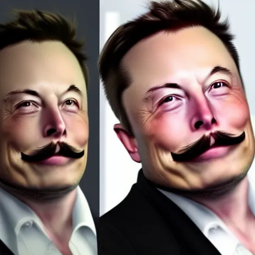 Prompt: Elon Musk with a moustache